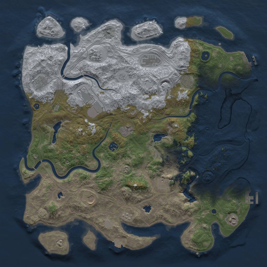 Rust Map: Procedural Map, Size: 4500, Seed: 62826282, 17 Monuments