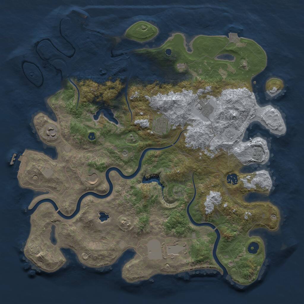 Rust Map: Procedural Map, Size: 4000, Seed: 1452134916, 13 Monuments