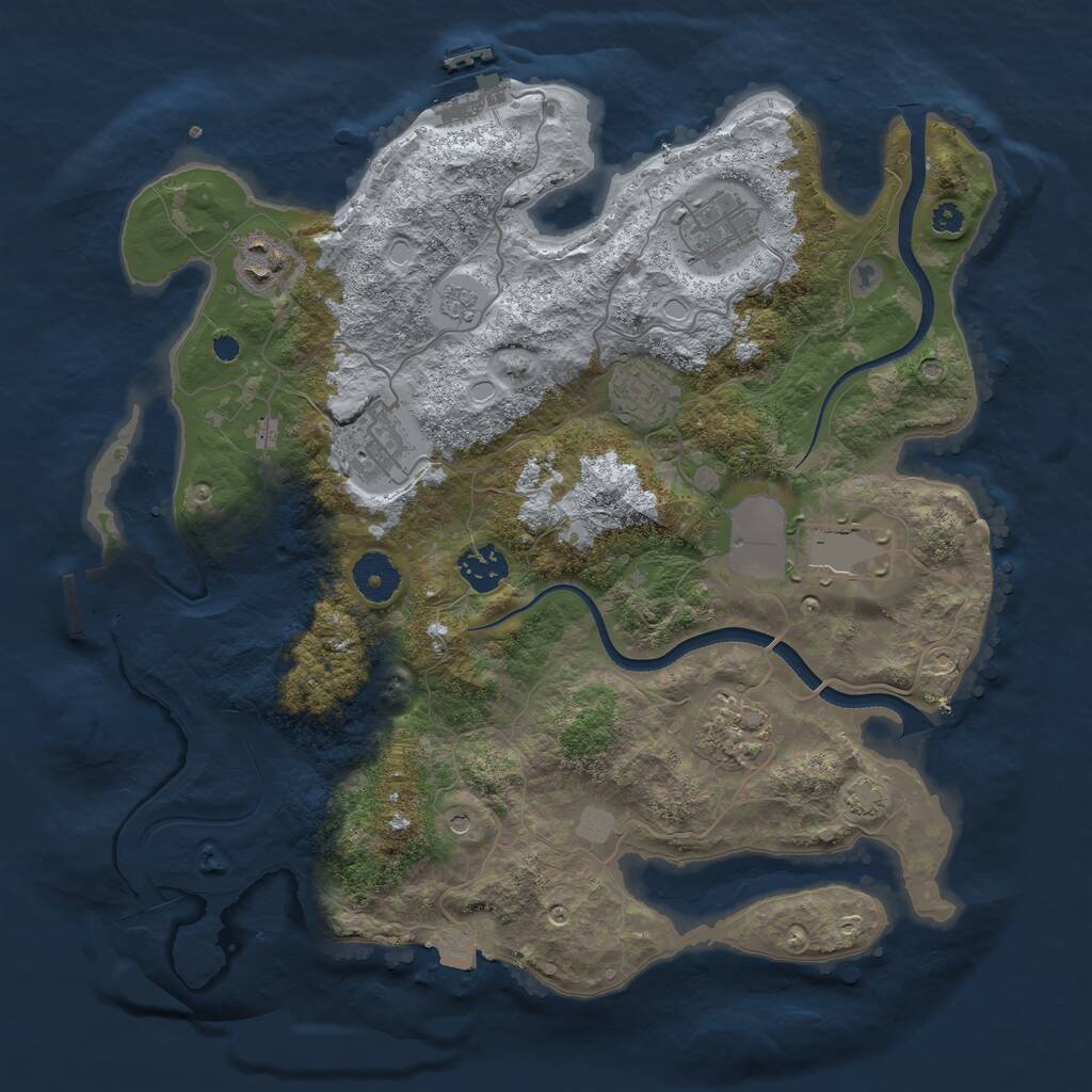 Rust Map: Procedural Map, Size: 3500, Seed: 1188253721, 13 Monuments
