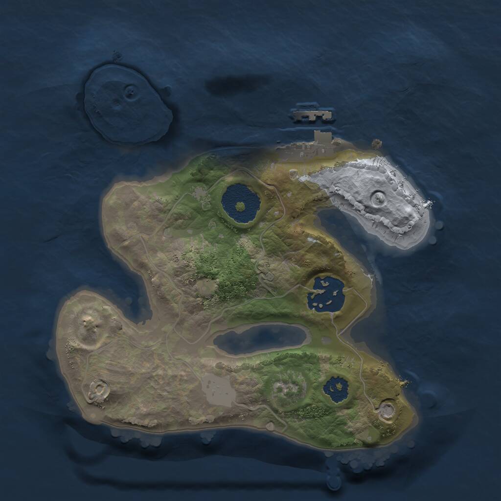 Rust Map: Procedural Map, Size: 2000, Seed: 51018, 3 Monuments