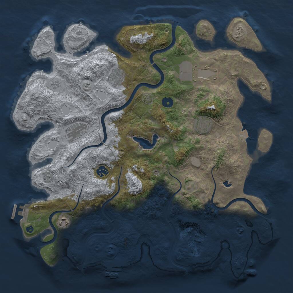Rust Map: Procedural Map, Size: 4000, Seed: 2068871240, 13 Monuments