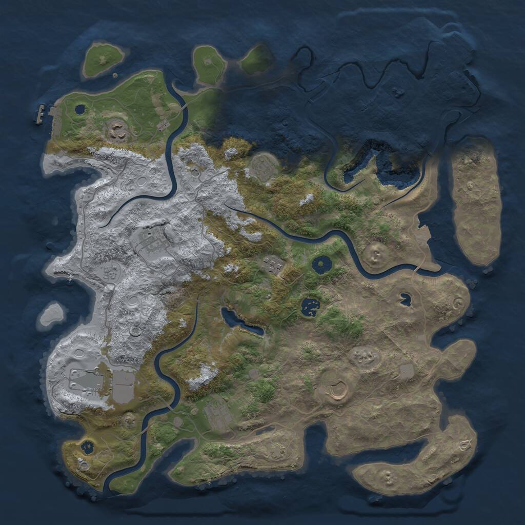 Rust Map: Procedural Map, Size: 4200, Seed: 715173122, 14 Monuments