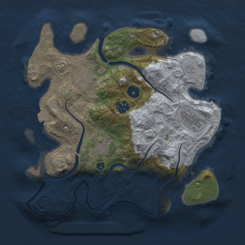 Rust Map: Procedural Map, Size: 3000, Seed: 1407673080, 8 Monuments