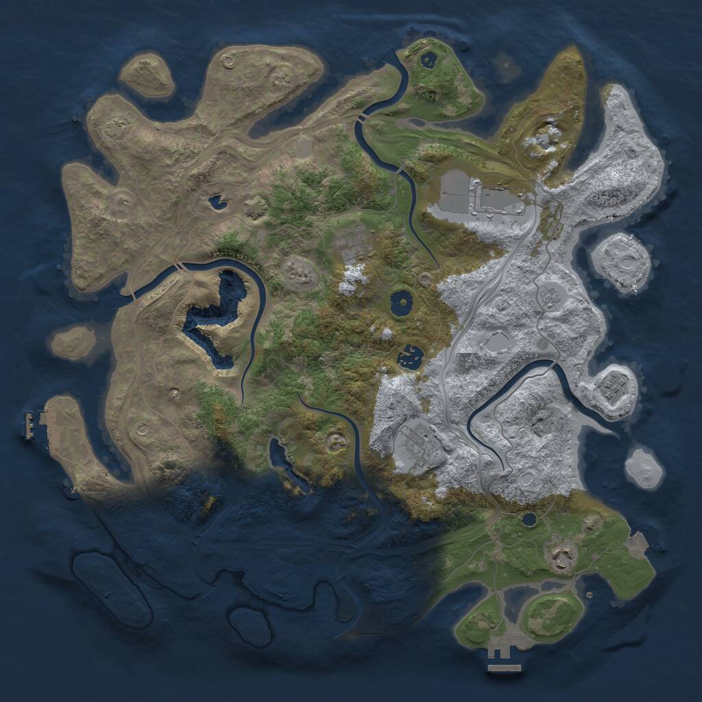 Rust Map: Procedural Map, Size: 4250, Seed: 1110489941, 12 Monuments
