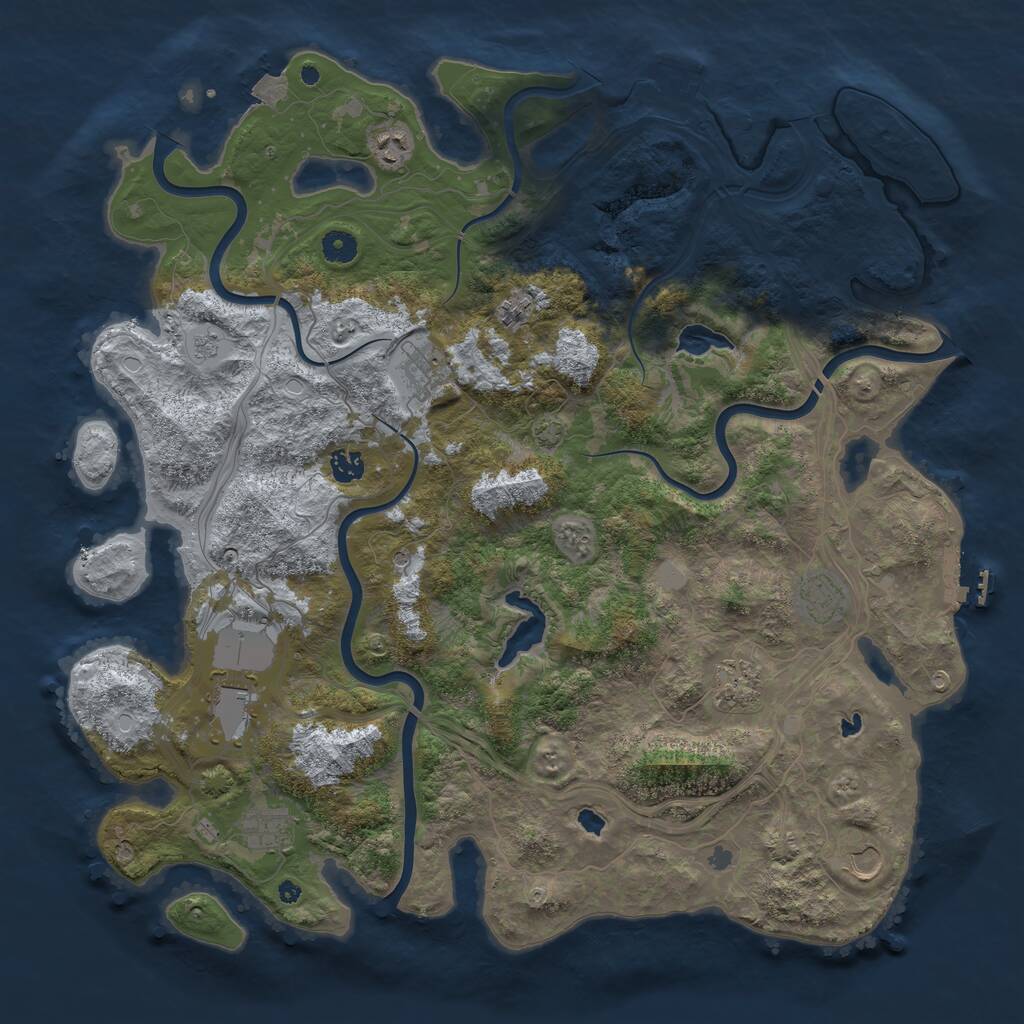 Rust Map: Procedural Map, Size: 4500, Seed: 421325678, 15 Monuments
