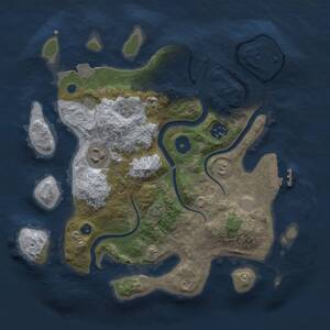 Thumbnail Rust Map: Procedural Map, Size: 3000, Seed: 2474914, 6 Monuments