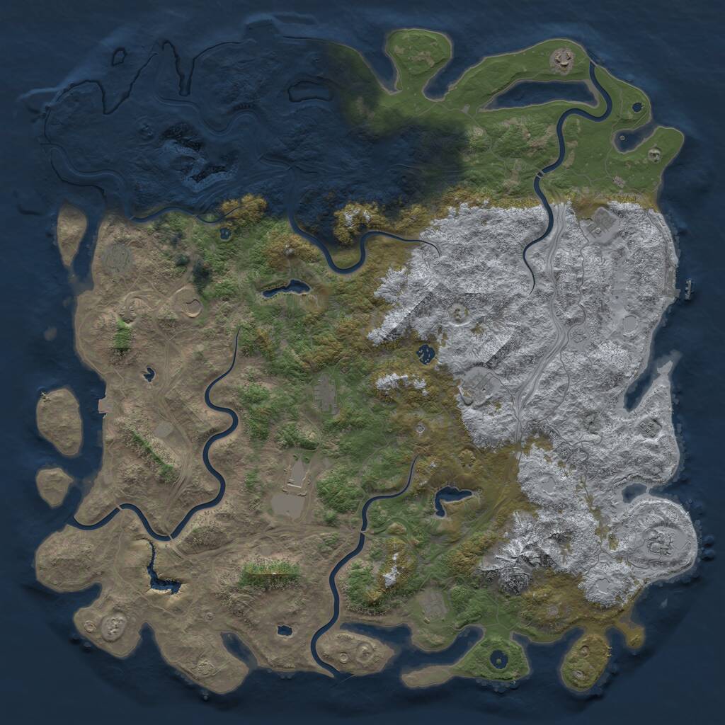 Rust Map: Procedural Map, Size: 6000, Seed: 214748364, 17 Monuments