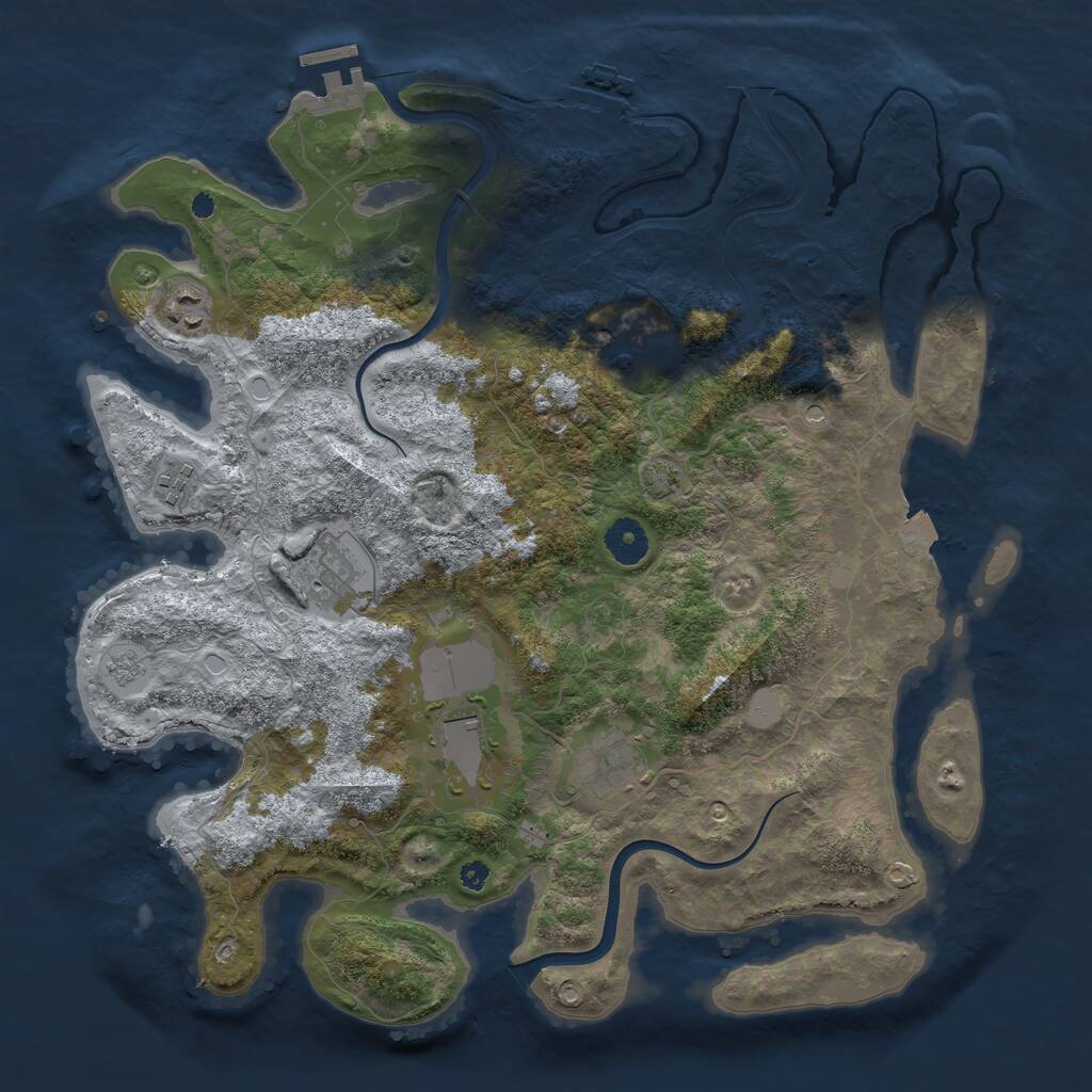 Rust Map: Procedural Map, Size: 3750, Seed: 421959117, 12 Monuments