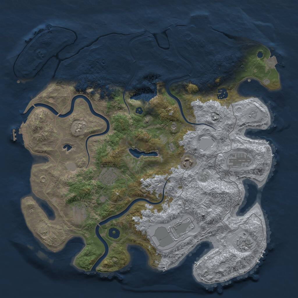 Rust Map: Procedural Map, Size: 4000, Seed: 727926192, 13 Monuments