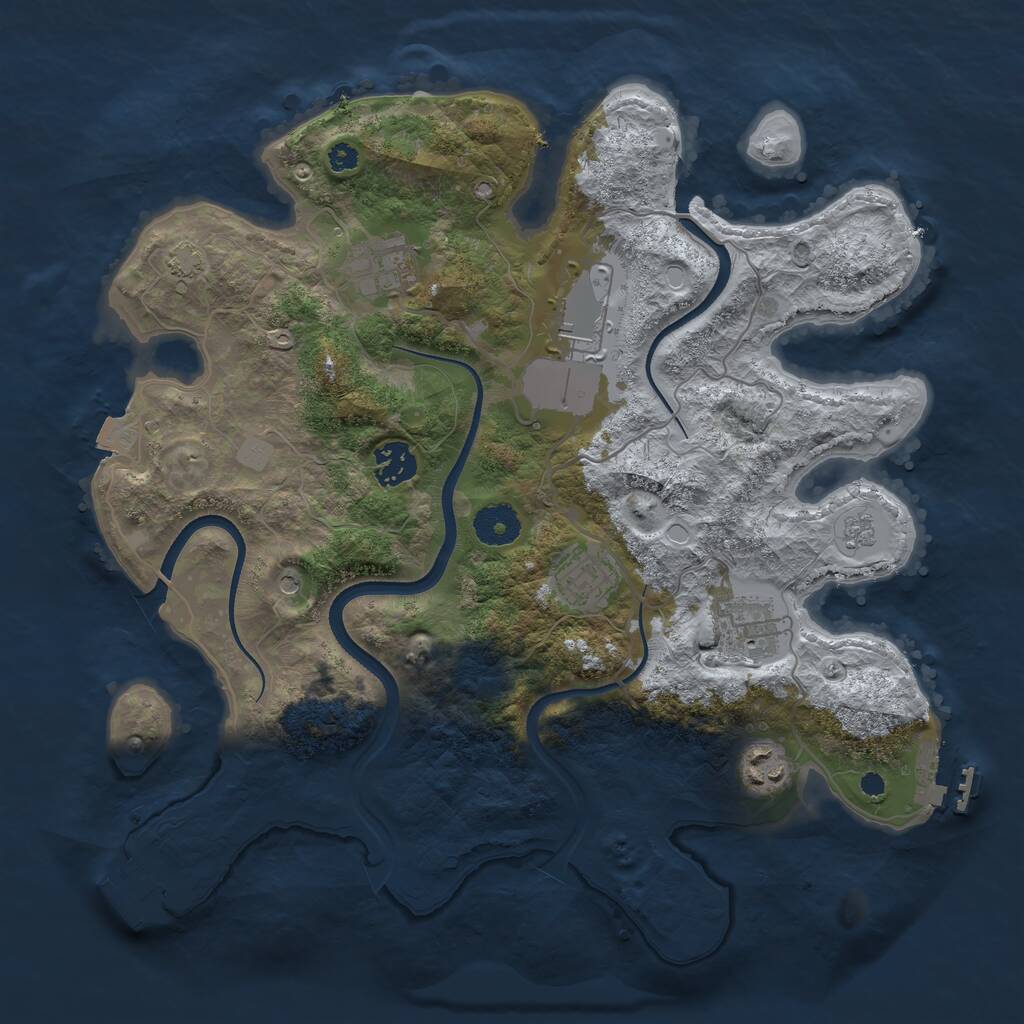 Rust Map: Procedural Map, Size: 3500, Seed: 34668919, 12 Monuments