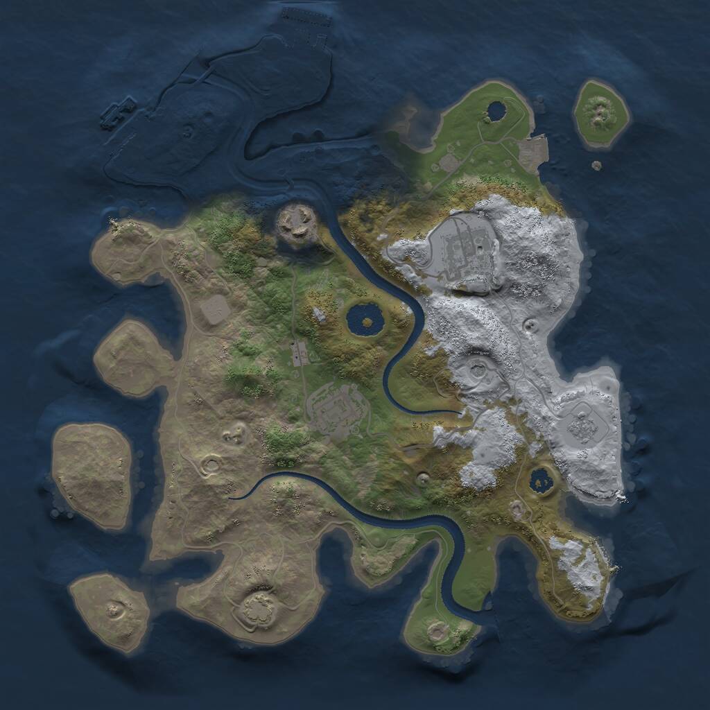 Rust Map: Procedural Map, Size: 2999, Seed: 1690454019, 9 Monuments