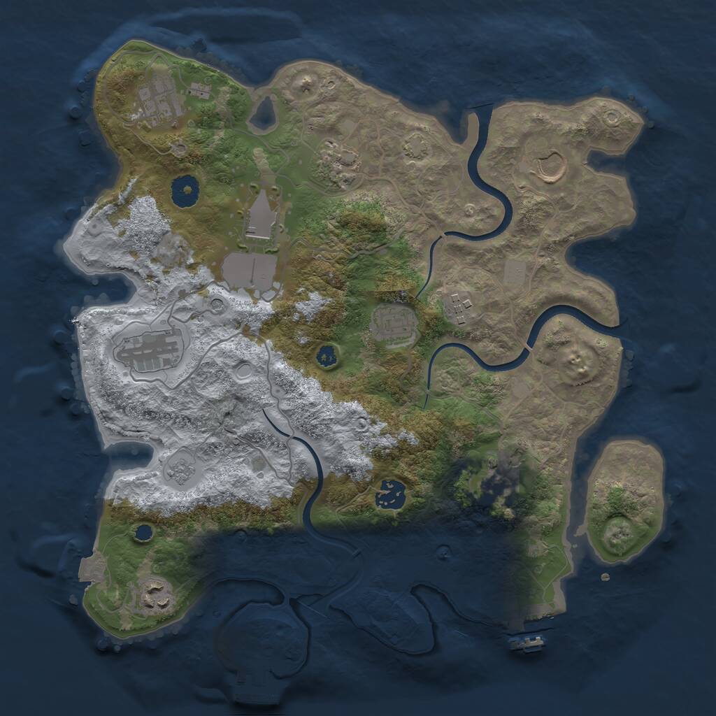 Rust Map: Procedural Map, Size: 3500, Seed: 984622353, 16 Monuments