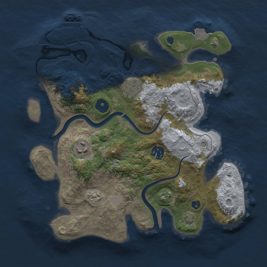 Rust Map: Procedural Map, Size: 3000, Seed: 705871, 8 Monuments