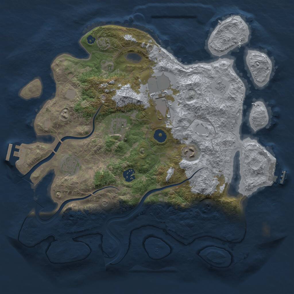 Rust Map: Procedural Map, Size: 3500, Seed: 1341359045, 11 Monuments