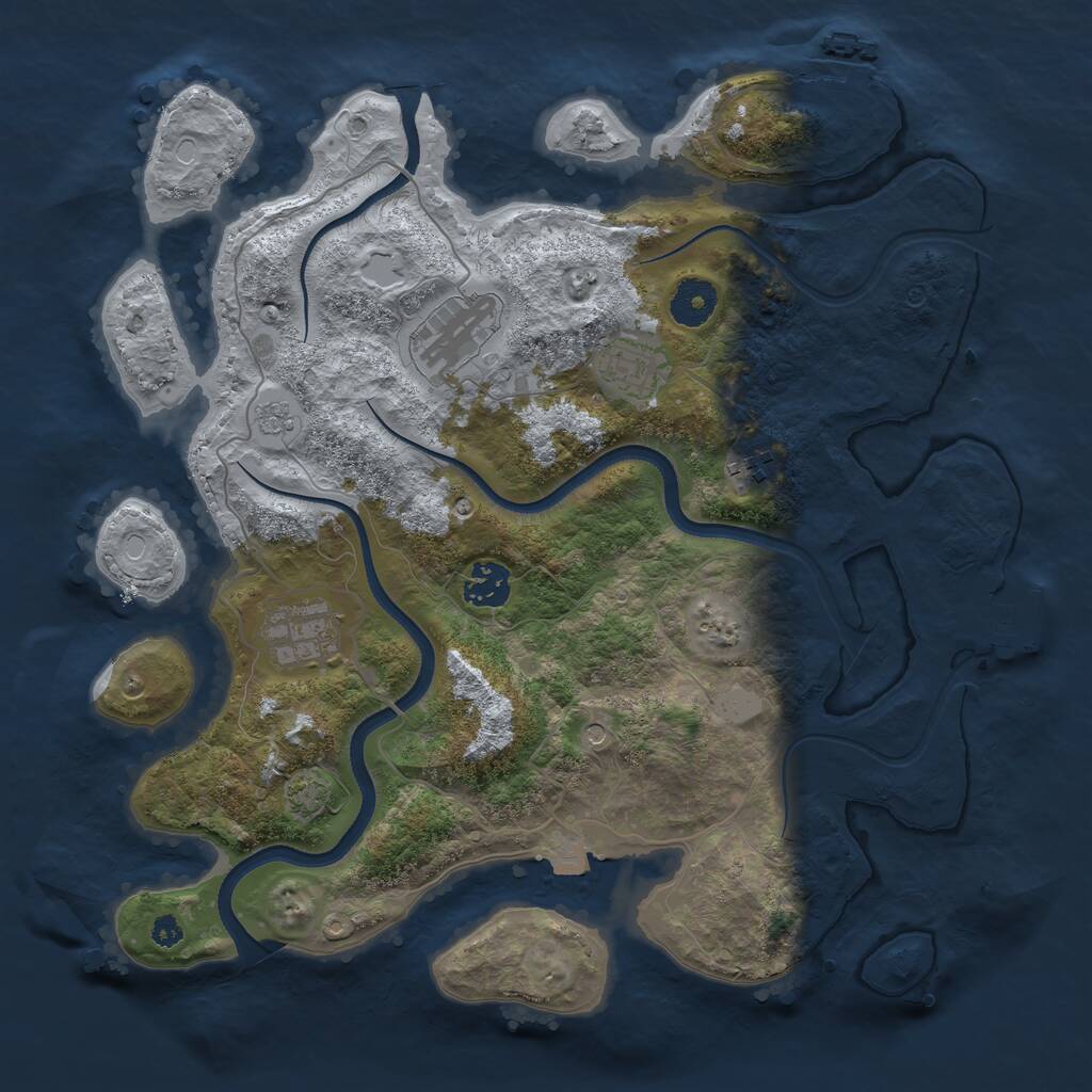 Rust Map: Procedural Map, Size: 3500, Seed: 1675328057, 11 Monuments