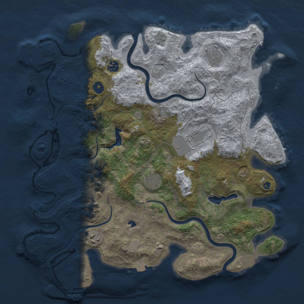 Rust Map: Procedural Map, Size: 4000, Seed: 1117226195, 12 Monuments