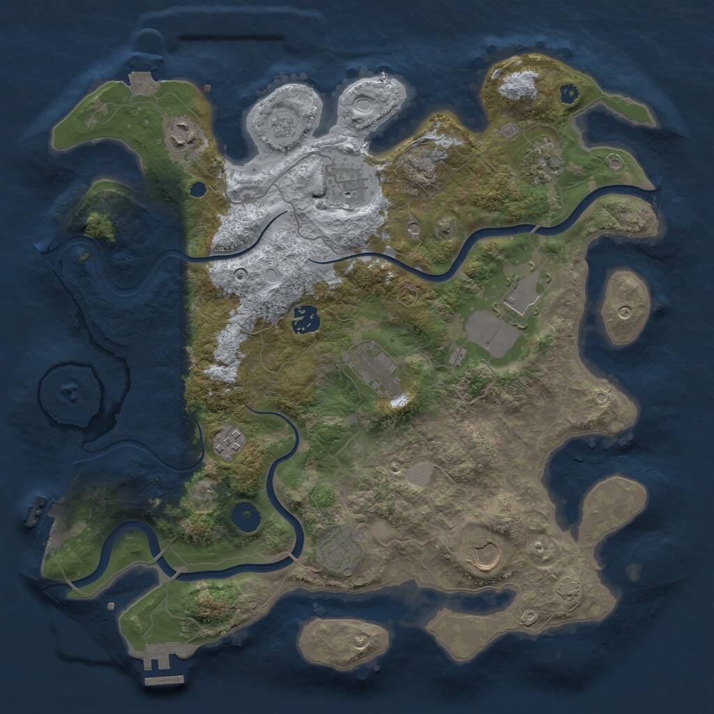 Rust Map: Procedural Map, Size: 3700, Seed: 65026076, 15 Monuments