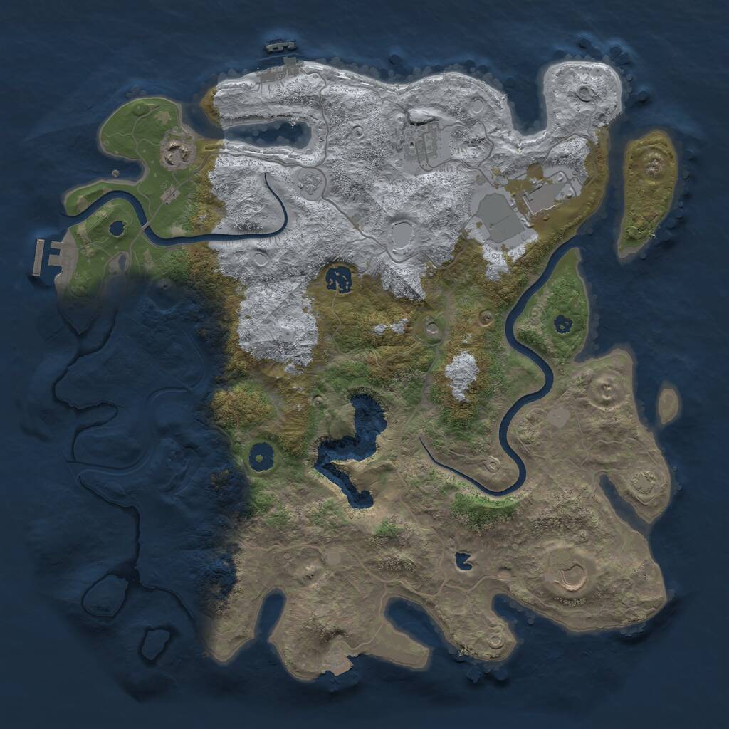 Rust Map: Procedural Map, Size: 4000, Seed: 43555, 11 Monuments