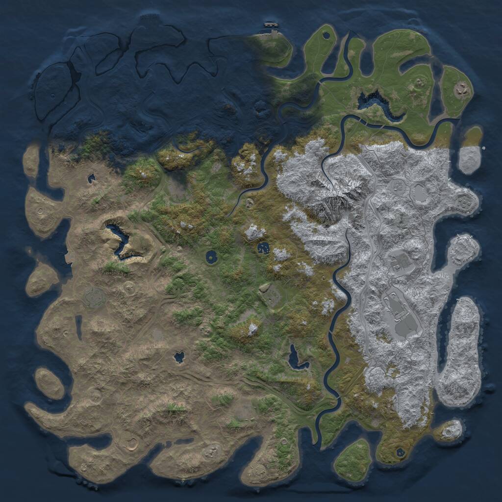 Rust Map: Procedural Map, Size: 6000, Seed: 1896981186, 17 Monuments