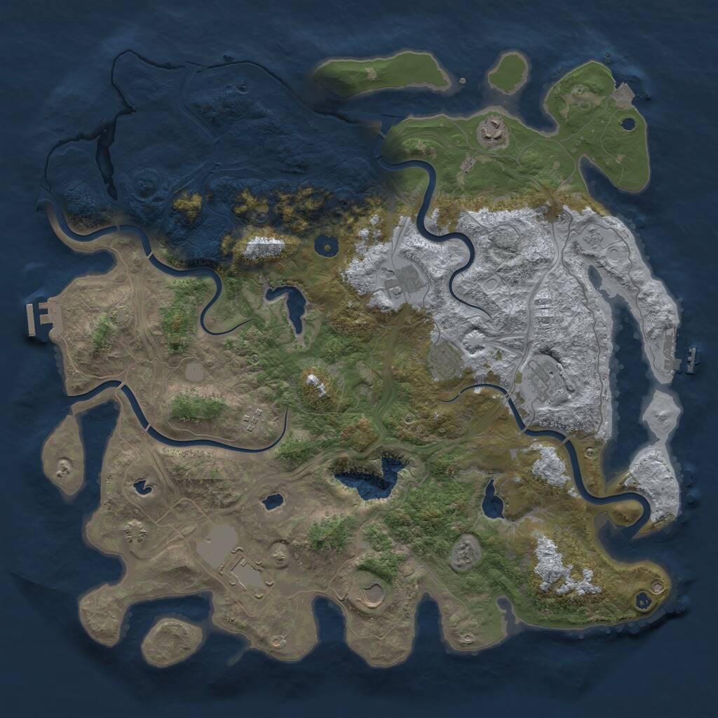Rust Map: Procedural Map, Size: 4500, Seed: 102061768, 13 Monuments