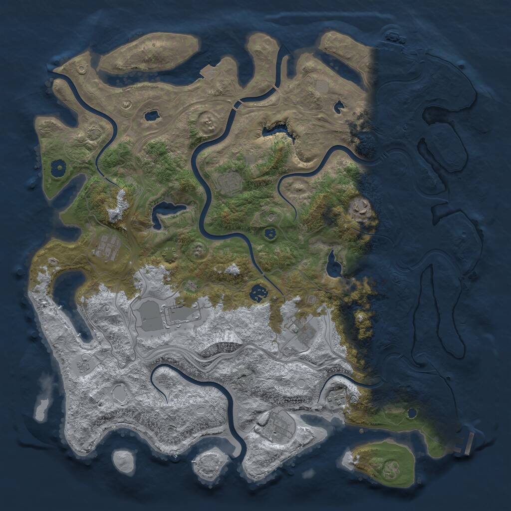 Rust Map: Procedural Map, Size: 4500, Seed: 704853890, 14 Monuments