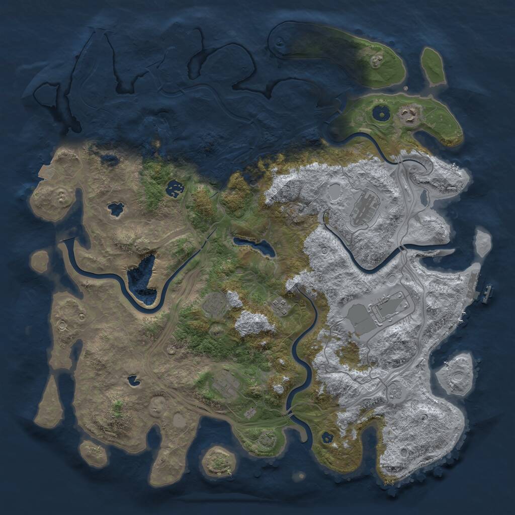 Rust Map: Procedural Map, Size: 4500, Seed: 377437987, 13 Monuments