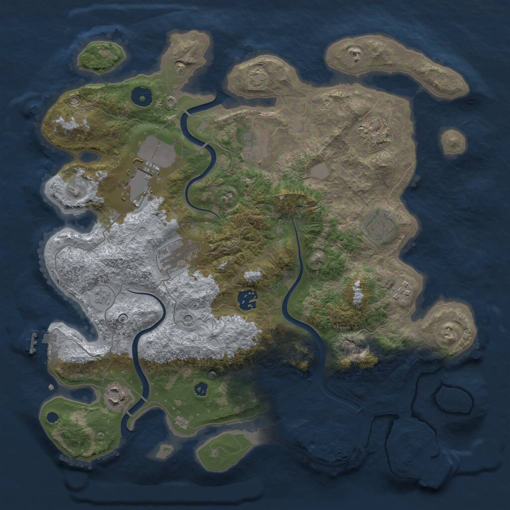 Rust Map: Procedural Map, Size: 3700, Seed: 2038921430, 14 Monuments