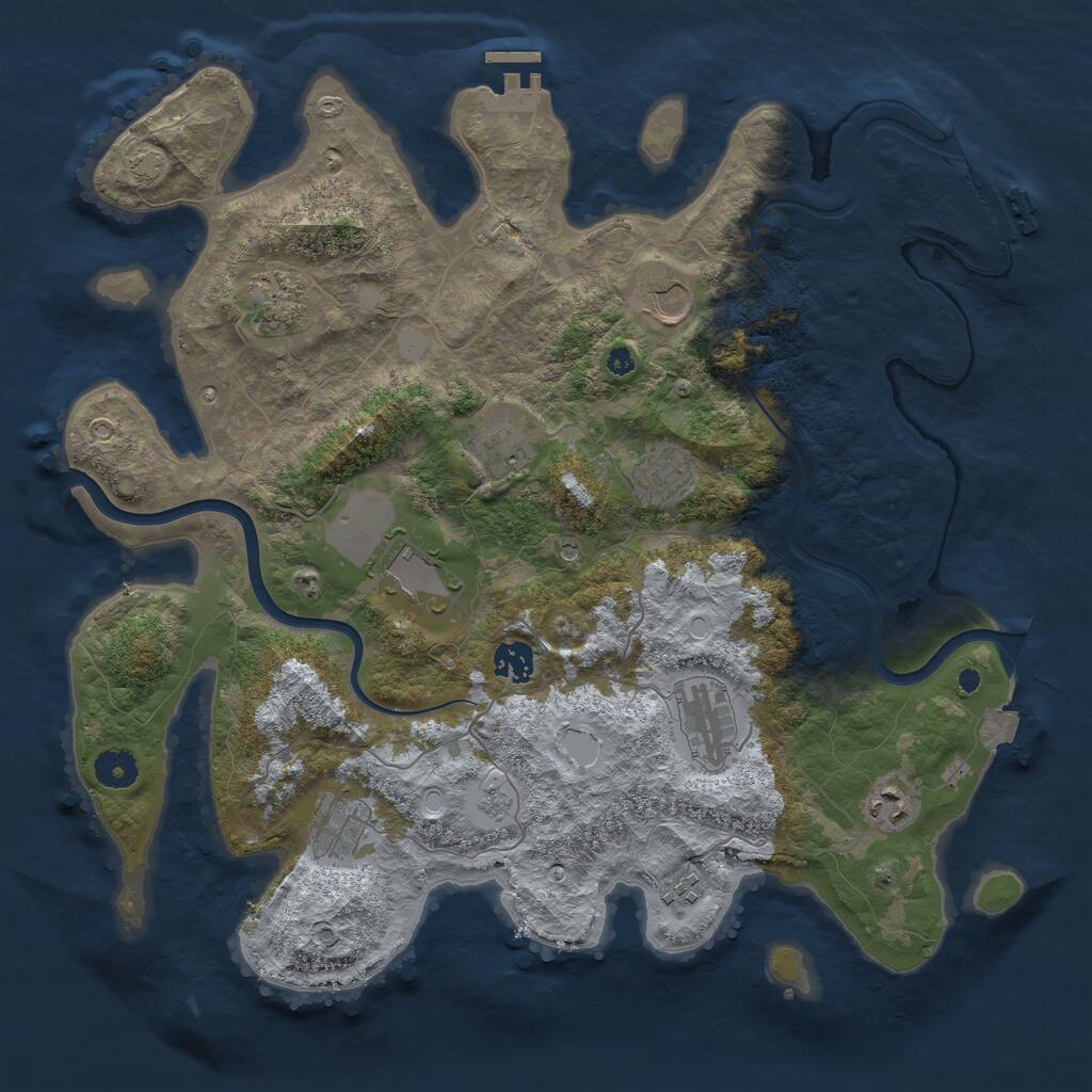Rust Map: Procedural Map, Size: 3950, Seed: 1209795728, 16 Monuments