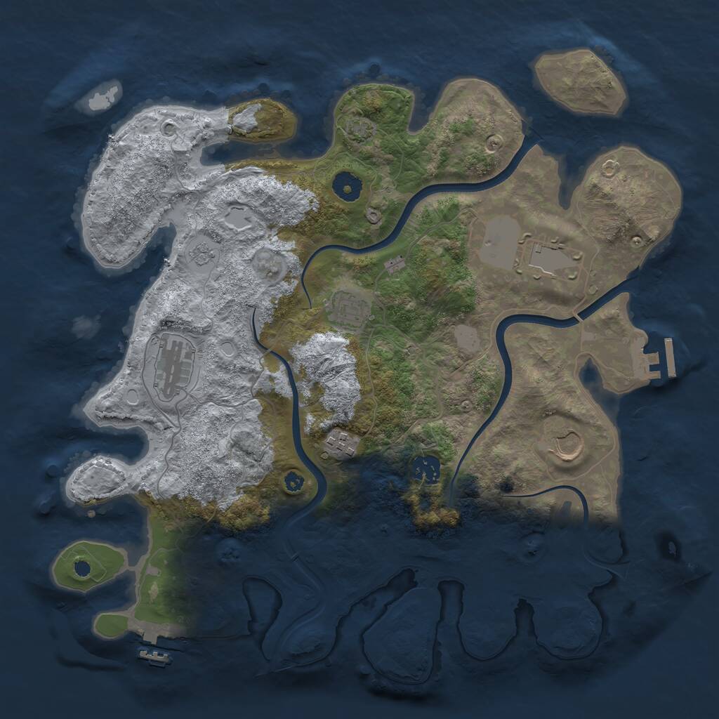 Rust Map: Procedural Map, Size: 3700, Seed: 1428969060, 11 Monuments