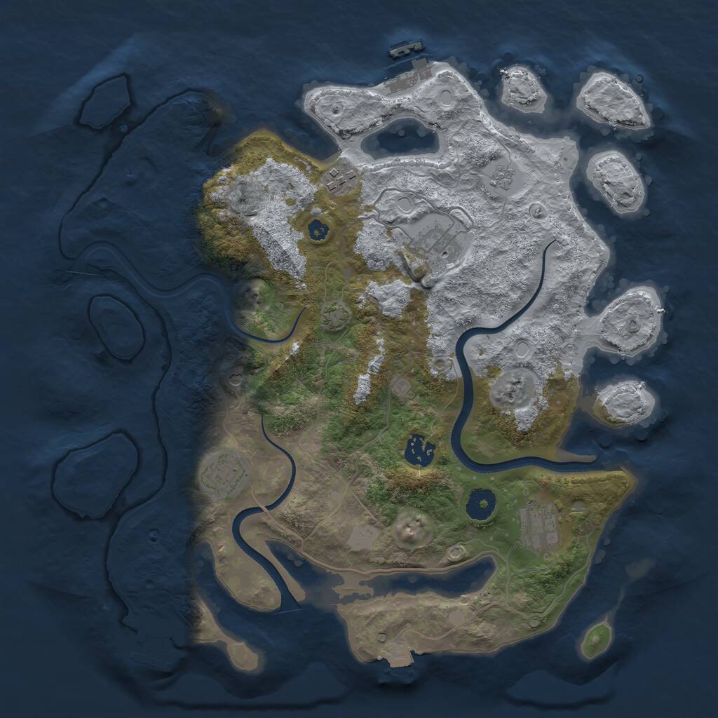 Rust Map: Procedural Map, Size: 3500, Seed: 12414, 11 Monuments