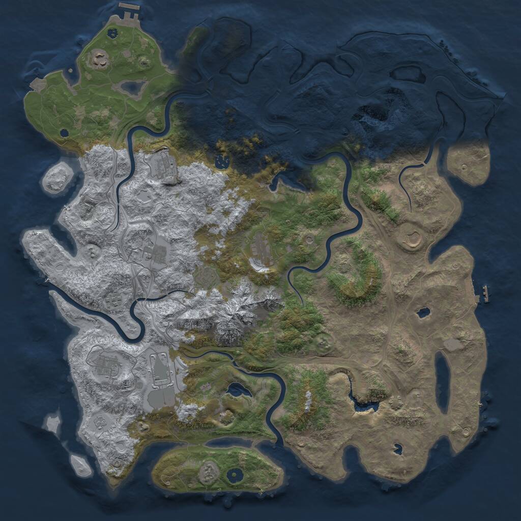 Rust Map: Procedural Map, Size: 5000, Seed: 24612, 16 Monuments