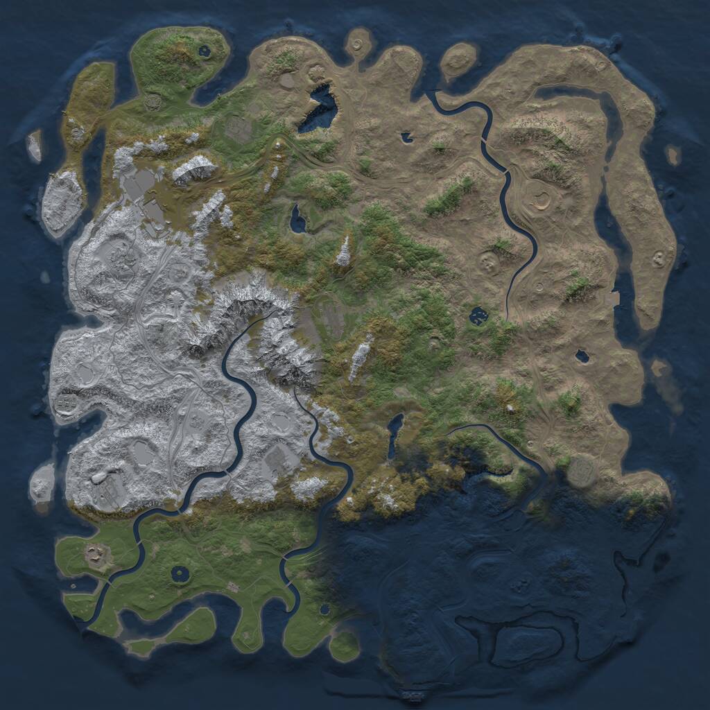 Rust Map: Procedural Map, Size: 6000, Seed: 429978257, 17 Monuments