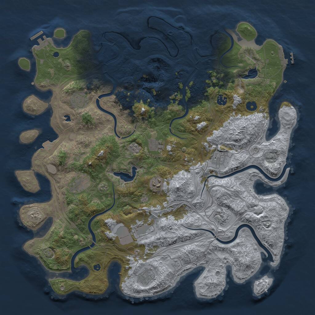 Rust Map: Procedural Map, Size: 4500, Seed: 698145855, 16 Monuments
