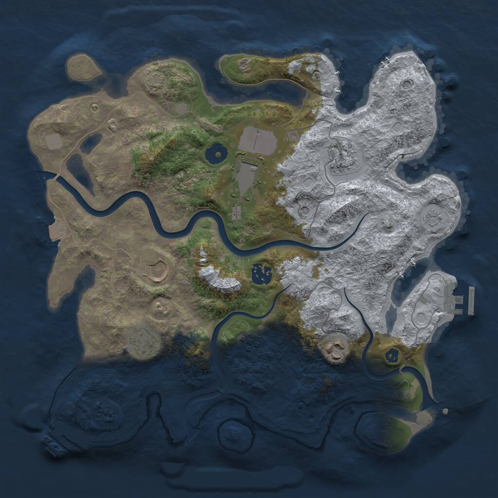 Rust Map: Procedural Map, Size: 3500, Seed: 1089023530, 13 Monuments