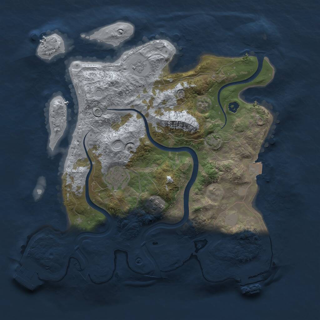 Rust Map: Procedural Map, Size: 3000, Seed: 8021, 7 Monuments