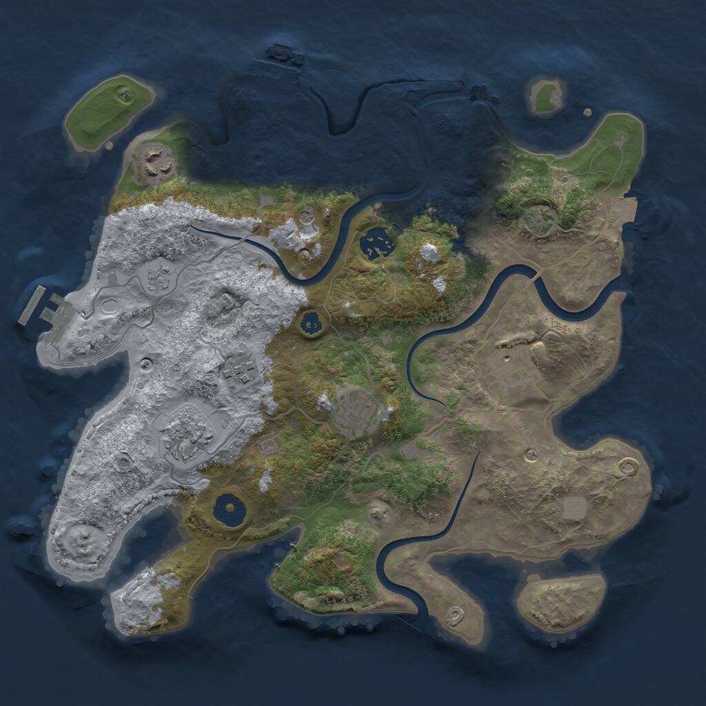 Rust Map: Procedural Map, Size: 3300, Seed: 484484166, 12 Monuments