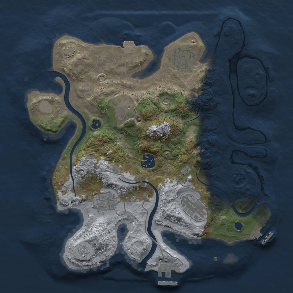 Rust Map: Procedural Map, Size: 3000, Seed: 1734965737, 12 Monuments