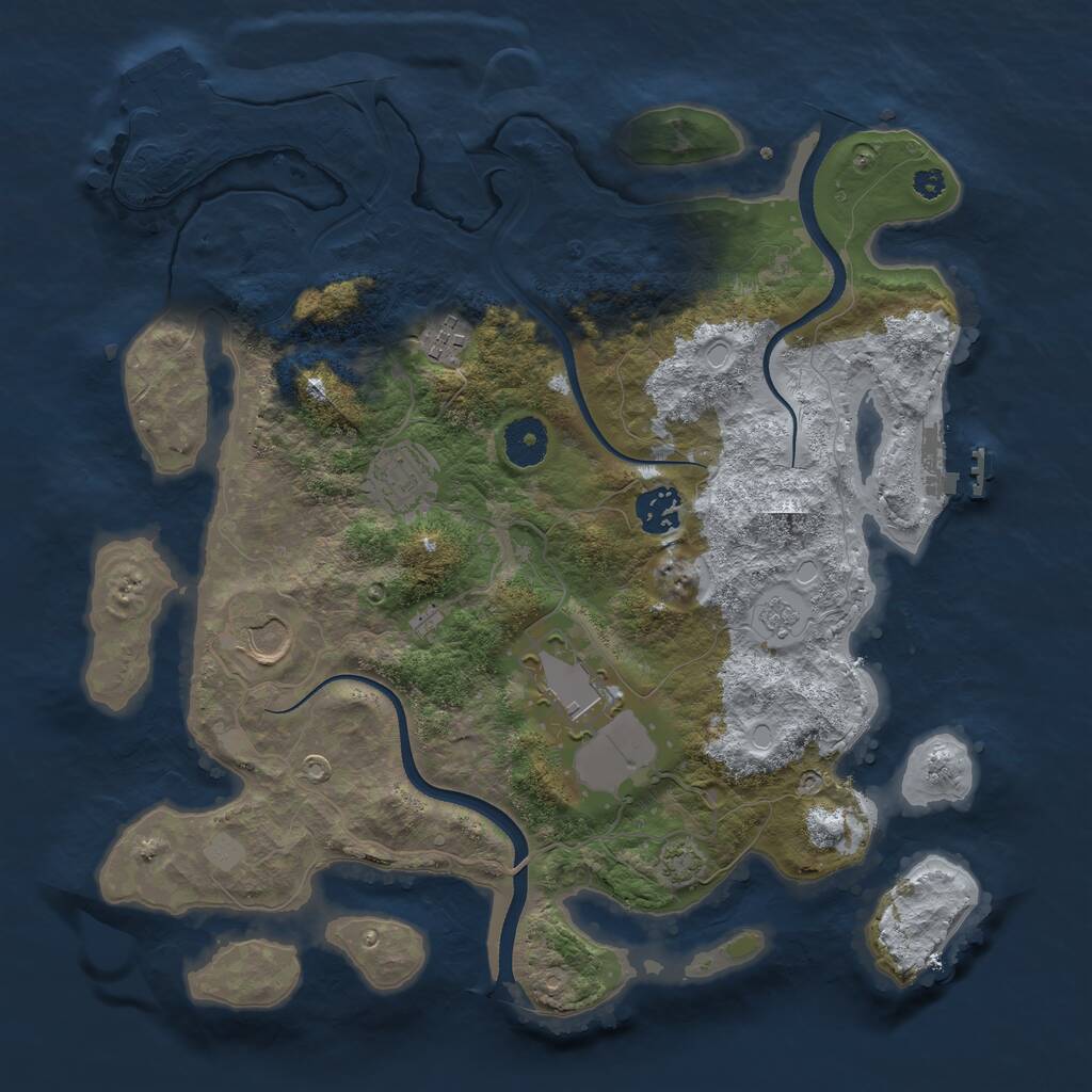 Rust Map: Procedural Map, Size: 3500, Seed: 31424141, 10 Monuments