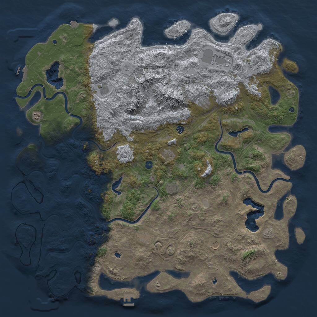 Rust Map: Procedural Map, Size: 6000, Seed: 3323456, 17 Monuments