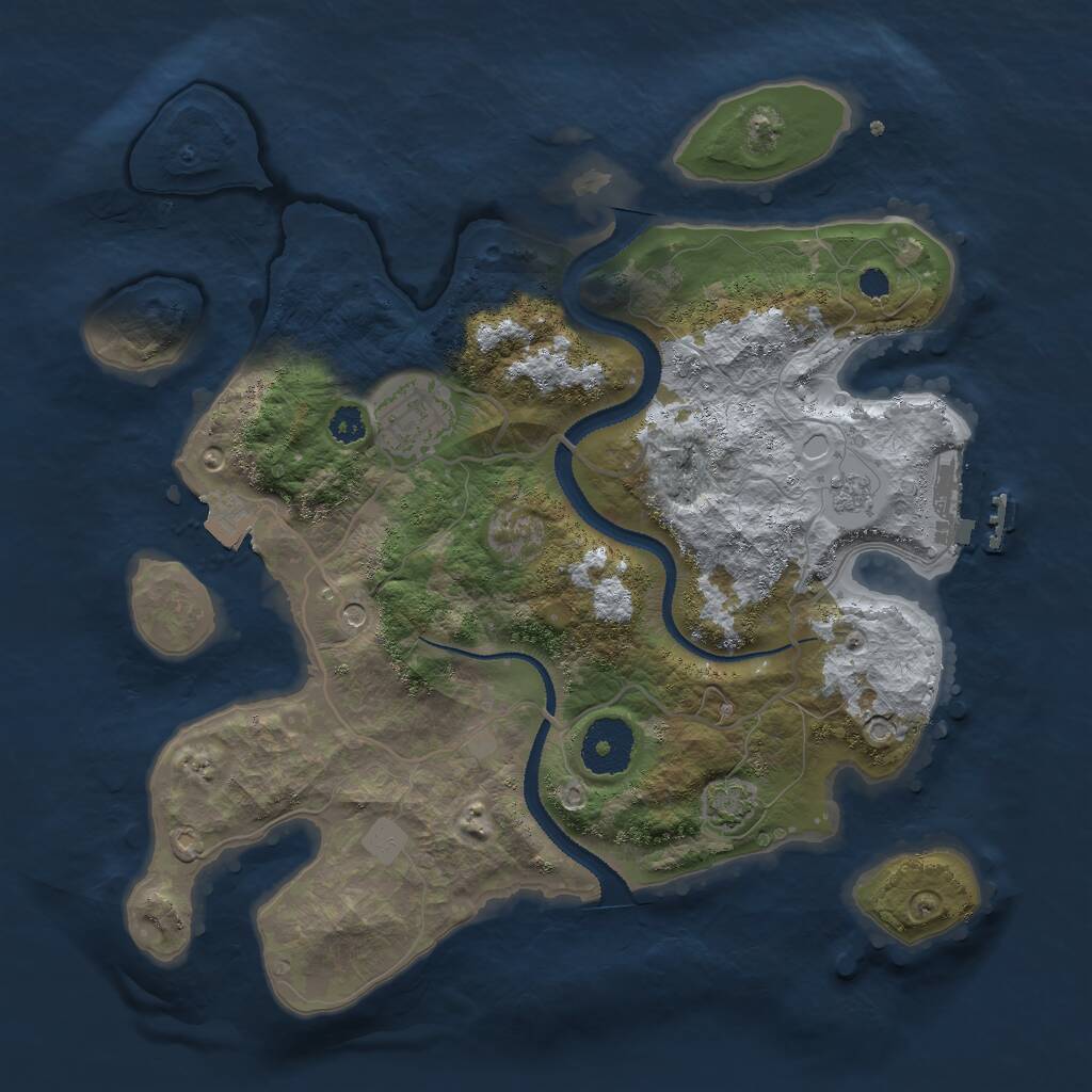 Rust Map: Procedural Map, Size: 3000, Seed: 16266, 6 Monuments