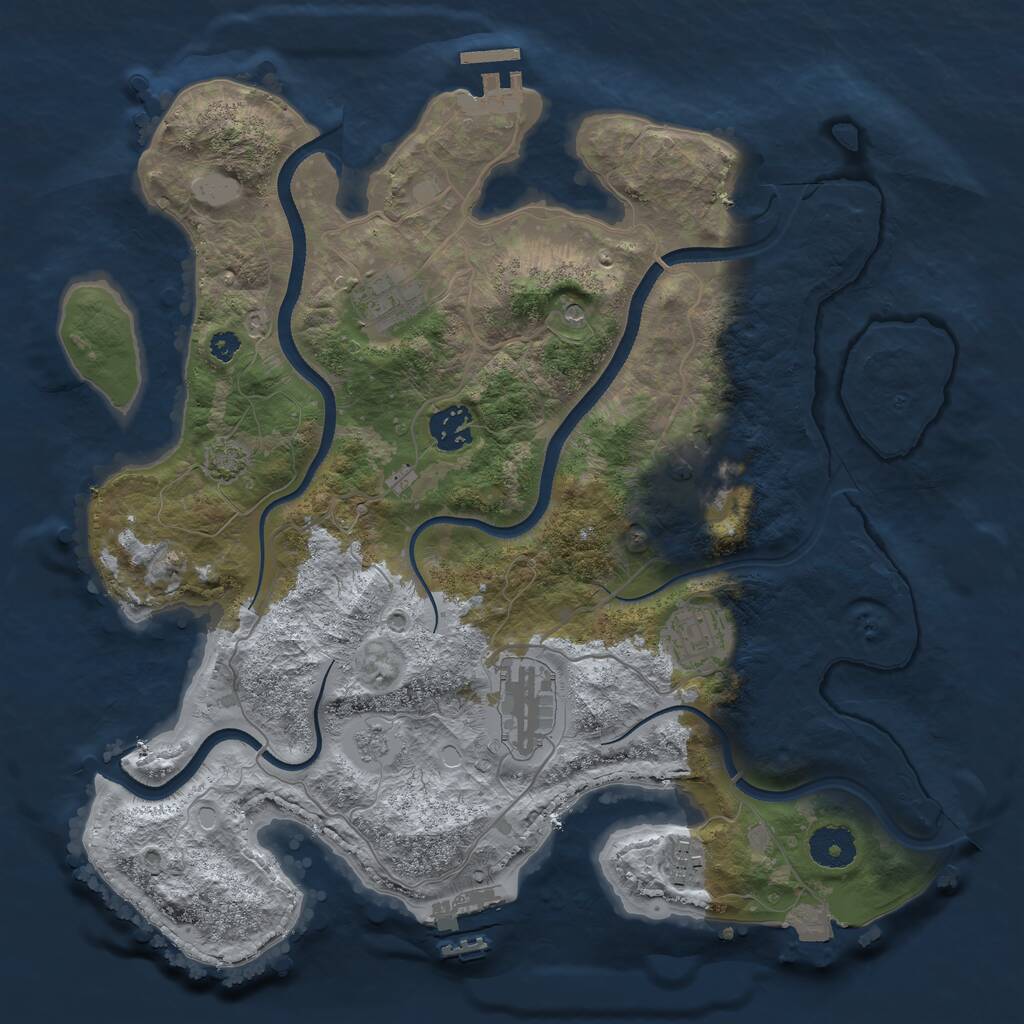 Rust Map: Procedural Map, Size: 3458, Seed: 2147483647, 12 Monuments