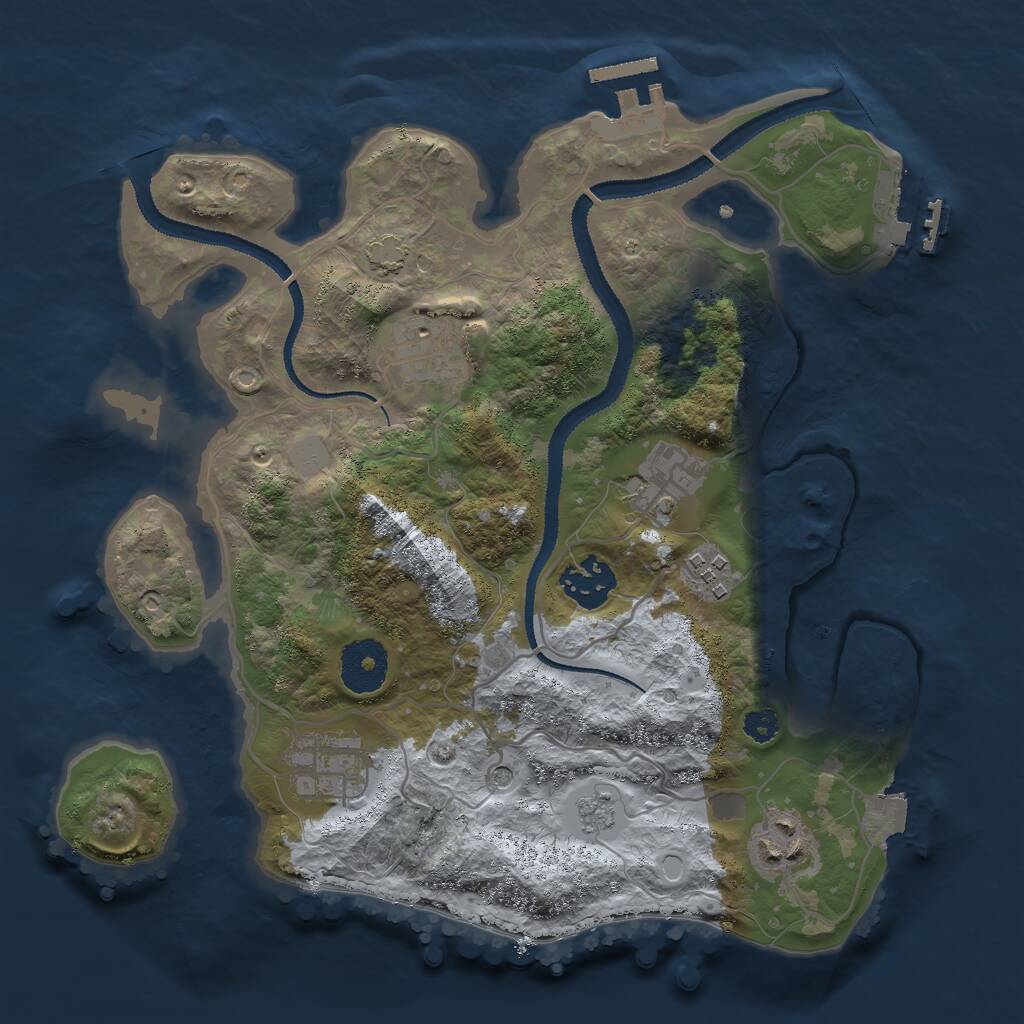 Rust Map: Procedural Map, Size: 3000, Seed: 23145, 12 Monuments