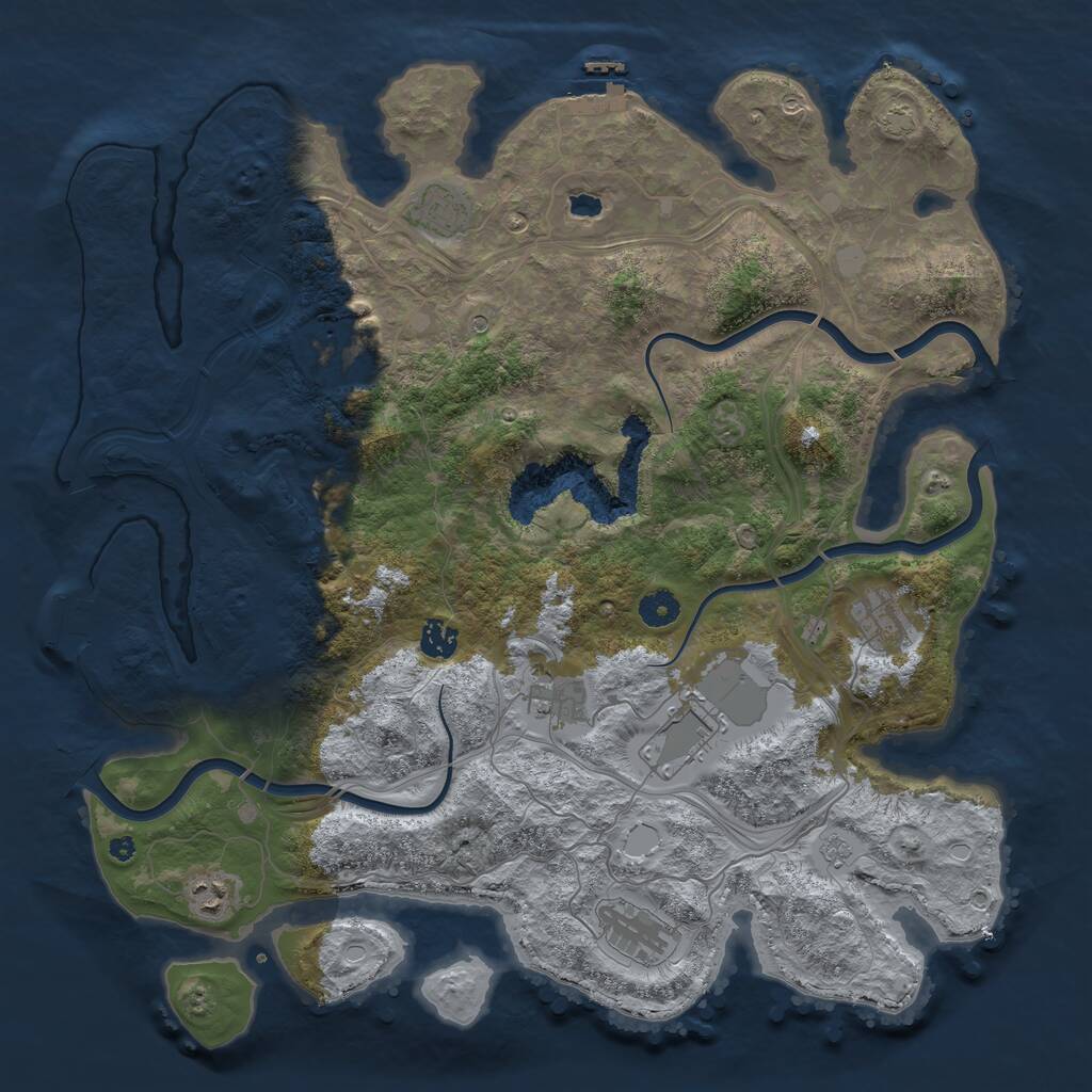 Rust Map: Procedural Map, Size: 4250, Seed: 684197667, 14 Monuments