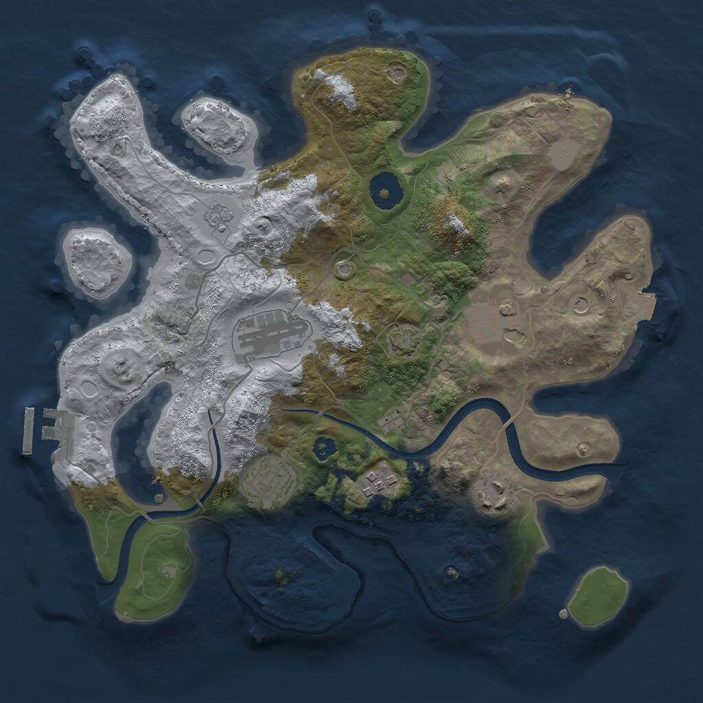 Rust Map: Procedural Map, Size: 3000, Seed: 32008, 10 Monuments