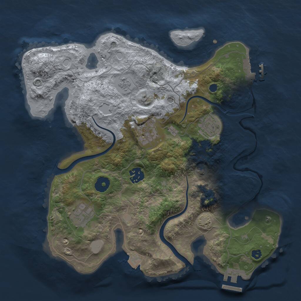 Rust Map: Procedural Map, Size: 3000, Seed: 1919346764, 10 Monuments