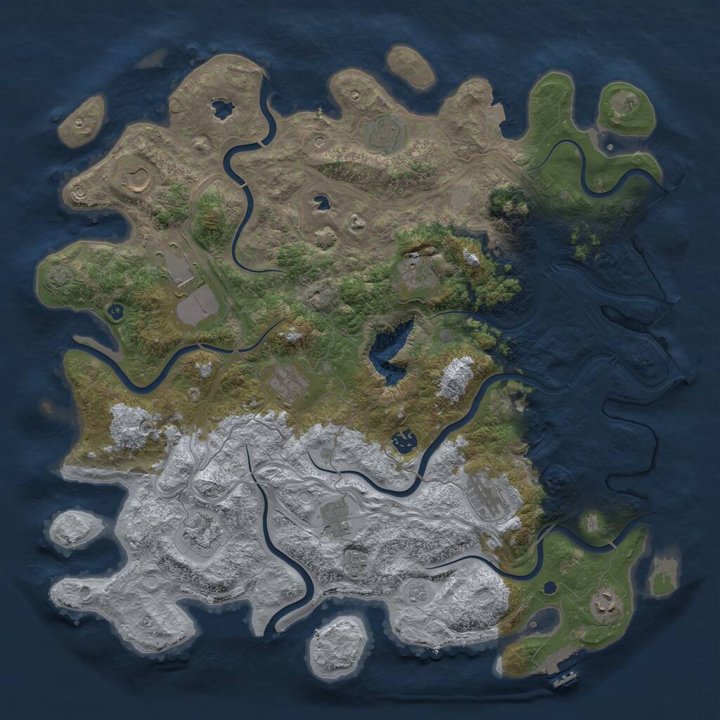 Rust Map: Procedural Map, Size: 4500, Seed: 43167758, 16 Monuments