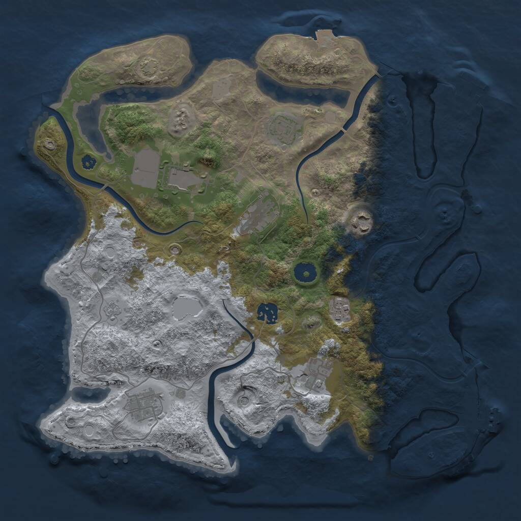 Rust Map: Procedural Map, Size: 3600, Seed: 521783, 14 Monuments