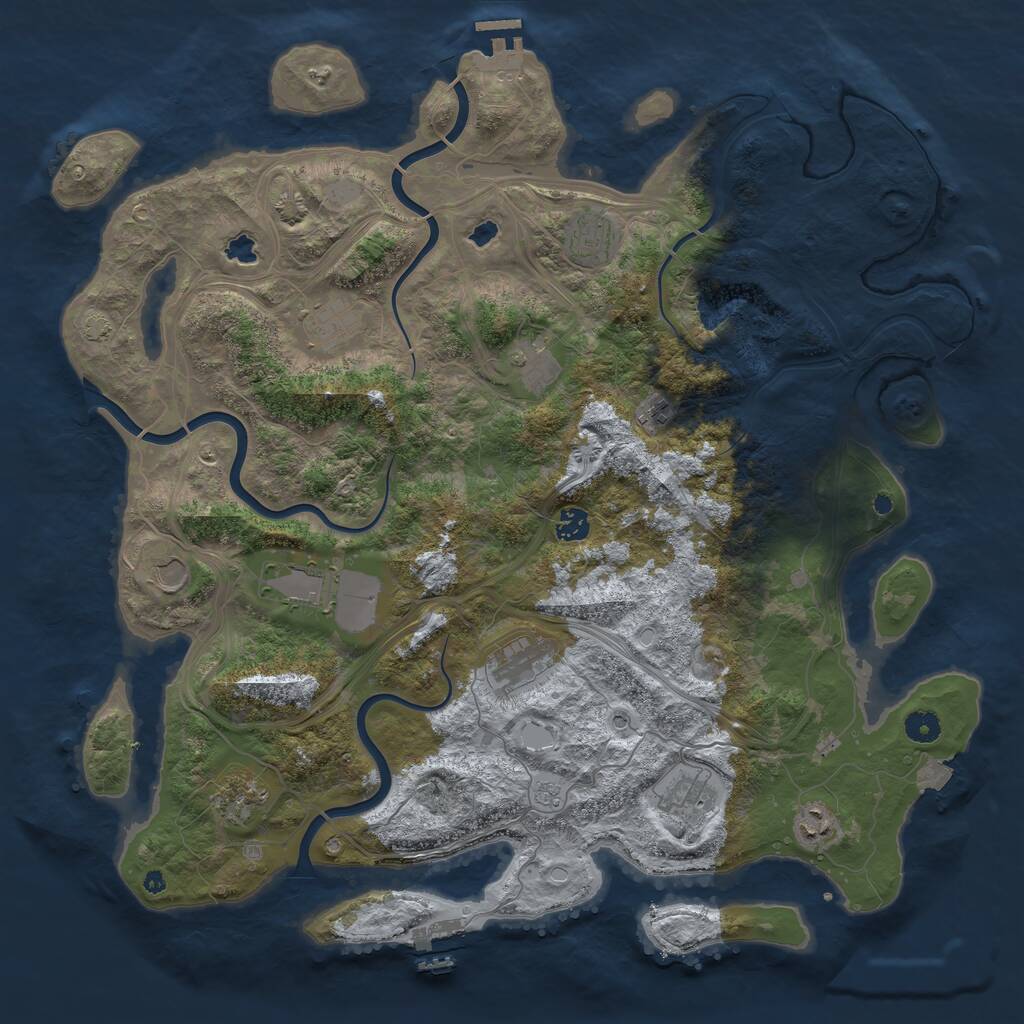 Rust Map: Procedural Map, Size: 4500, Seed: 2055466084, 17 Monuments