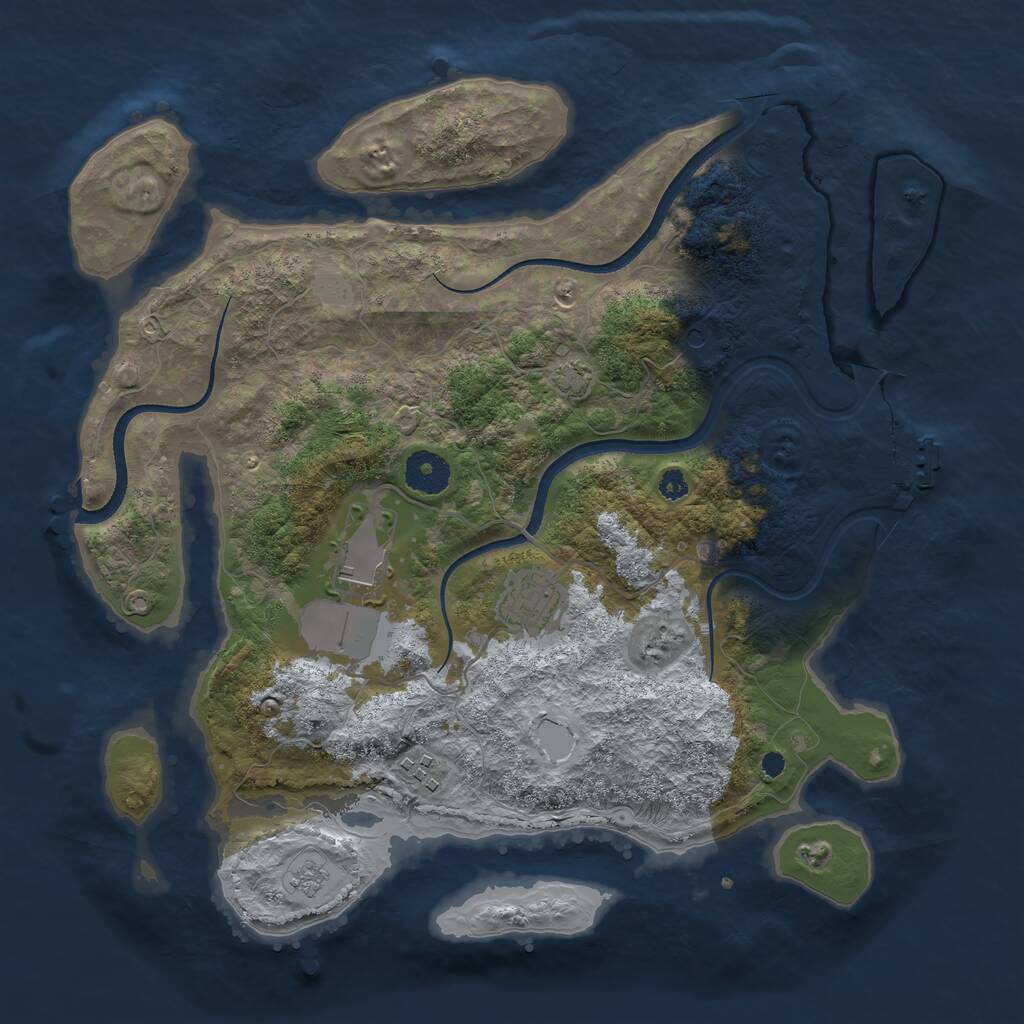 Rust Map: Procedural Map, Size: 3500, Seed: 209879669, 8 Monuments