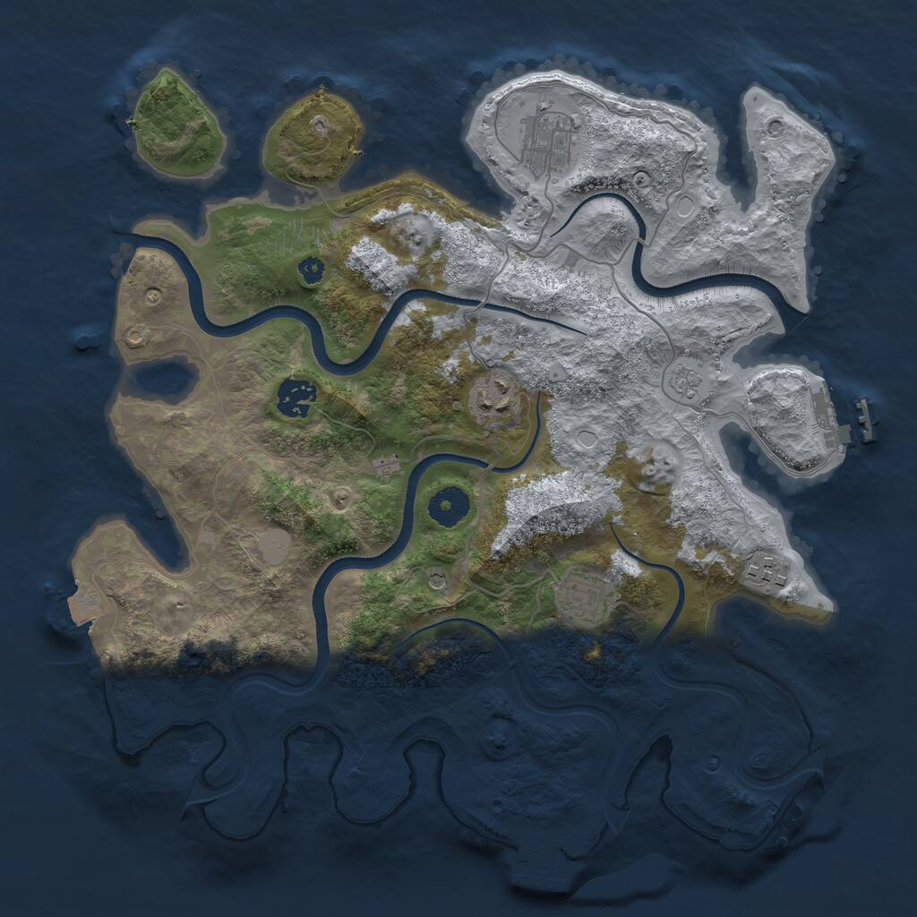 Rust Map: Procedural Map, Size: 3500, Seed: 56550930, 10 Monuments